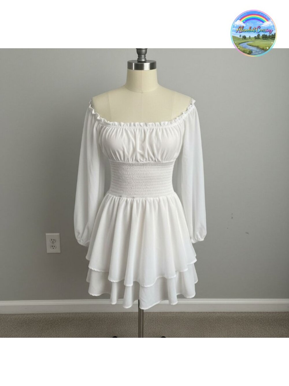 Women Puff Sleeve Romper Off Shoulder Ruffle Dress with Shorts Long Sleeve